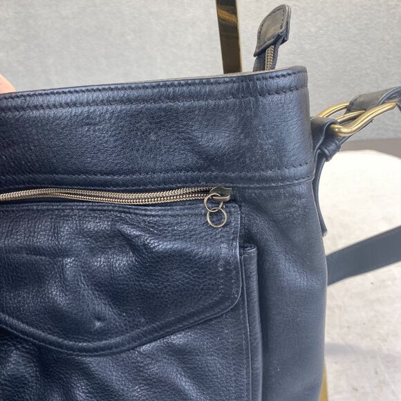 Vtg Fossil Black Genuine Leather Shoulder Bag 75082 Fossil 1954 - Picture 6 of 12